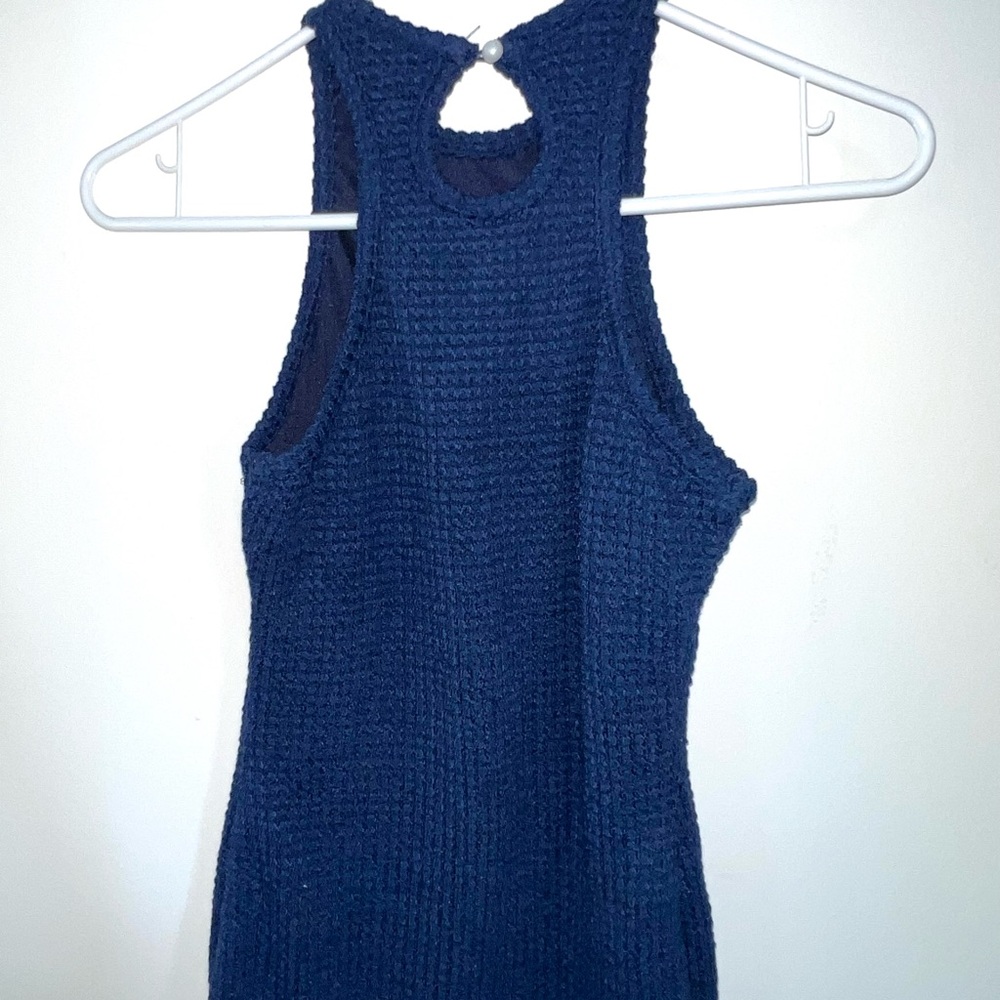 SHEIN Navy Textured Racerback Knit Tank